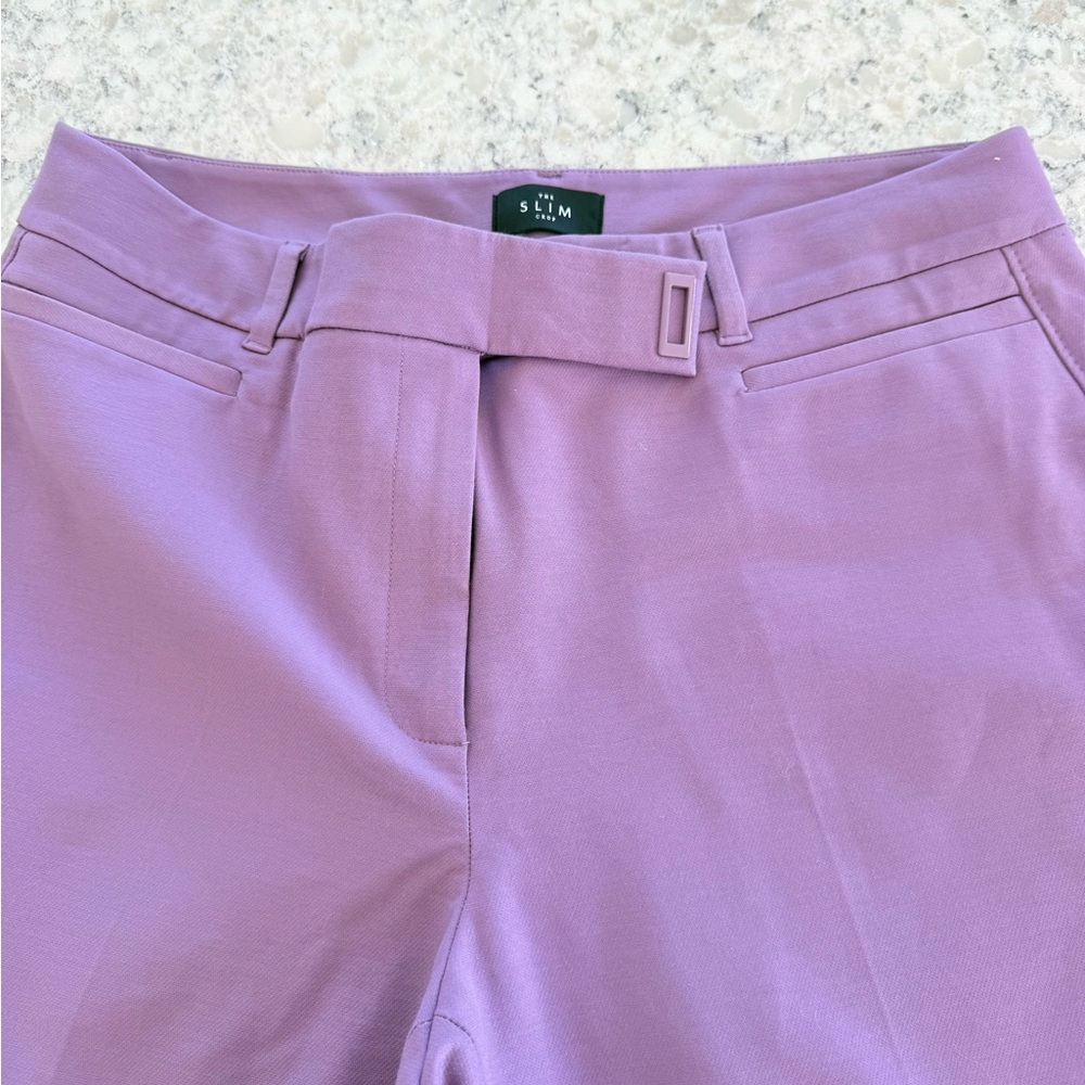 Pair of White House Black Market Black and Purple The Slim Cropped Pants - Picture 13 of 15